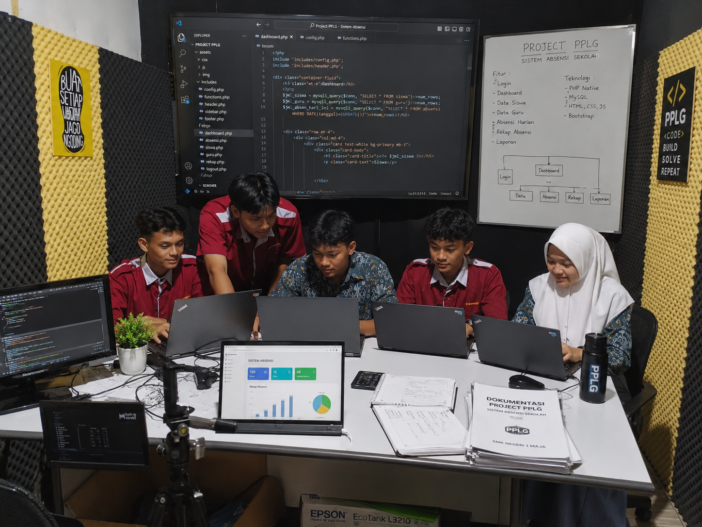 Siswa Jurusan PPLG SMKN 1 Maja Sedang Coding